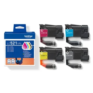 Brother LC521 Pack de 4 Cartuchos de Tinta Originales - LC521VAL