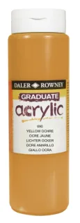 Daler Rowney Graduate Pintura Acrilica - Botella de Plastico - 500ml - Color Ocre Amarillo