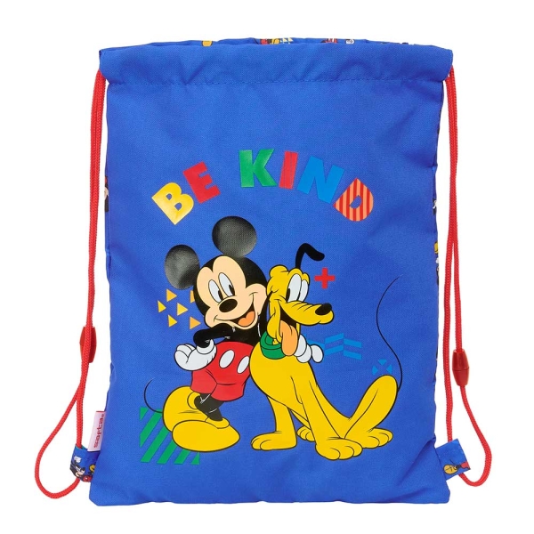 Safta Mickey Mouse Today Saco Plano - Bolsillo con Cremallera - Cierre con Cordones - 3L - Materiales Duraderos - 260x10x340mm - Color Azul