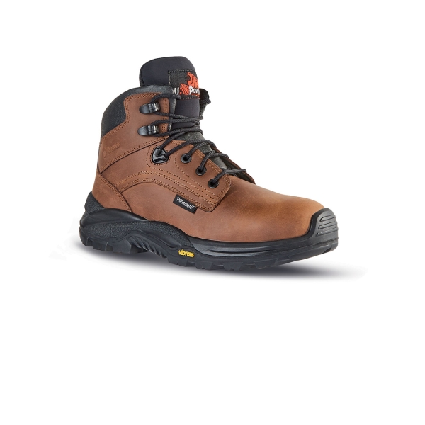 Upower Iron RS S Calzado de Seguridad Botines - Talla 38 - Empeine Piel Pull-Up Hidrofugo, Aislamiento Thinsulate, Puntal AirToe Composite, Suela Antiperforacion Antideslizante - Color Marro