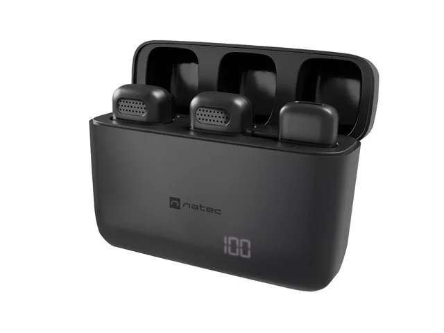 Natec Hopper Lavalier 2 Microfonos Inalambricos Conector Lihtning - Alta Sensibilidad - Frecuencia Hasta 48 kHz