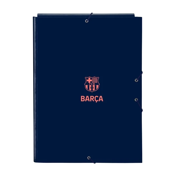 Safta F.C.Barcelona 2ª Equipacion Carpeta con 3 Solapas - Tapas Duras Forradas - Formato Folio - Cierre con Gomas - Resistente y Duradera - 260x25x335mm - Color Azul Marino