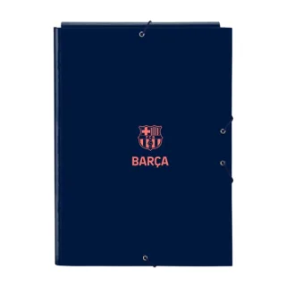 Safta F.C.Barcelona 2ª Equipacion Carpeta con 3 Solapas - Tapas Duras Forradas - Formato Folio - Cierre con Gomas - Resistente y Duradera - 260x25x335mm - Color Azul Marino