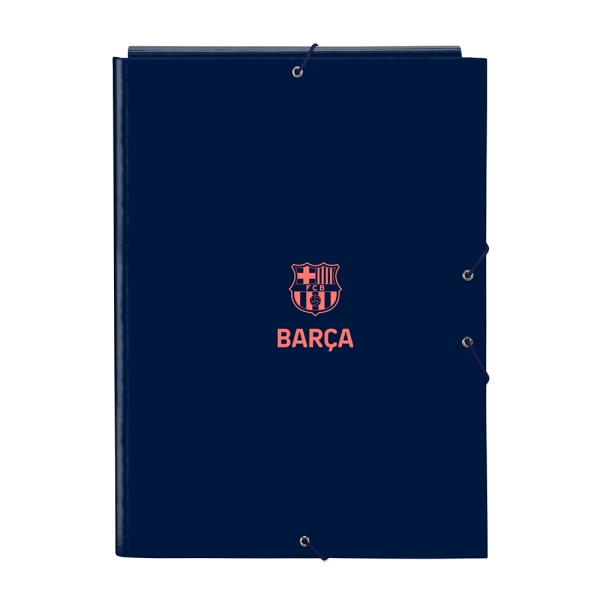 Safta F.C.Barcelona 2ª Equipacion Carpeta con 3 Solapas - Tapas Duras Forradas - Formato Folio - Cierre con Gomas - Resistente y Duradera - 260x25x335mm - Color Azul Marino