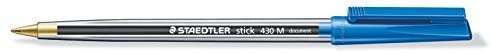 Staedtler Stick 430 Boligrafo con Capuchon - Punta 0.35mm - Tinta Endeleble - Color Azul · Pack de 50 uds.