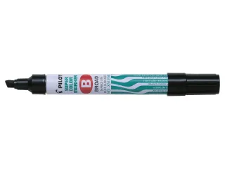 Pilot Super Color Rotulador Permanente Multisuperficie - Punta Biselada de Fibra - Tinta Base Alcohol Libre de Xileno - Cuerpo Metalico - Color Negro · Pack de 12 uds.