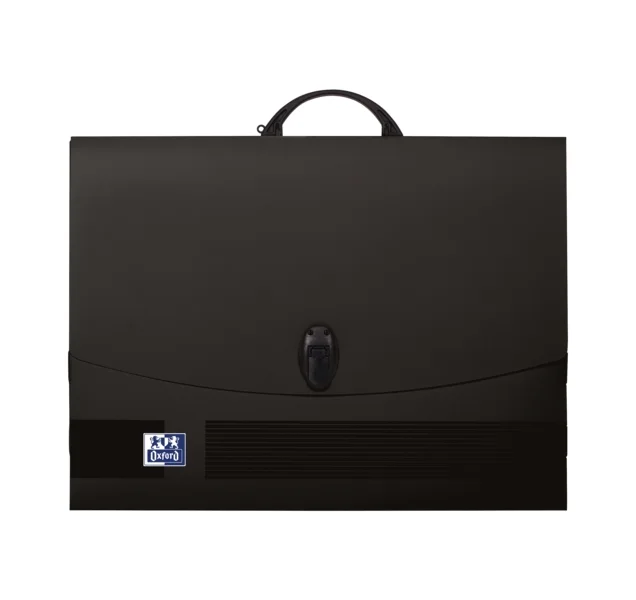 Oxford Carpeta de Dibujo A3 con Cierre y Asa Negra - Tamaño A3 - Cierre Seguro - Asa Resistente - Diseño Elegante · Pack de 6 uds.