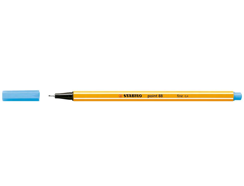 Stabilo Point 88 Rotulador de Punta Fina de Fibra - Trazo de 0.4 mm - Tinta con Base de Agua - Color Azul Celeste · Pack de 10 uds.