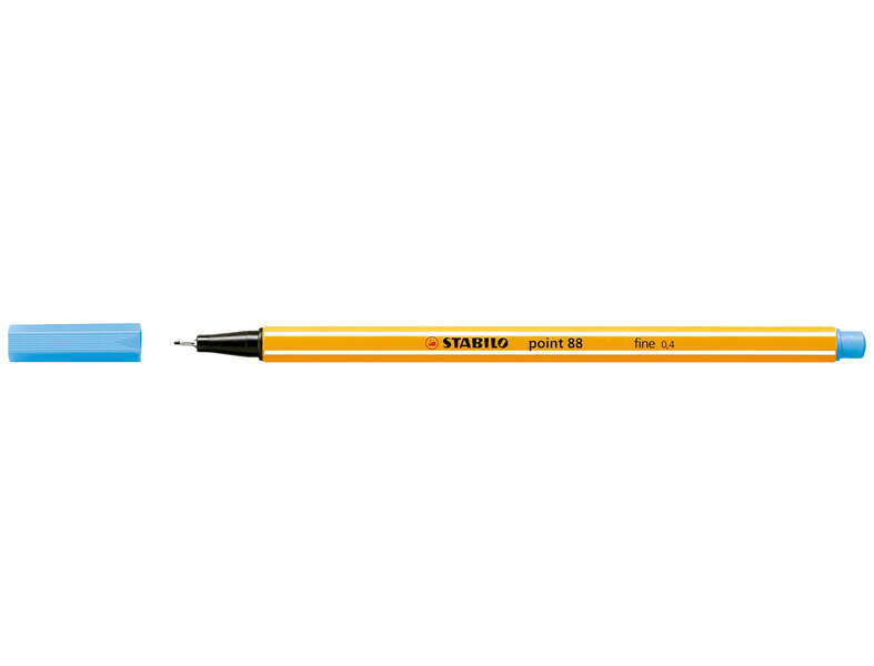 Stabilo Point 88 Rotulador de Punta Fina de Fibra - Trazo de 0.4 mm - Tinta con Base de Agua - Color Azul Celeste · Pack de 10 uds.
