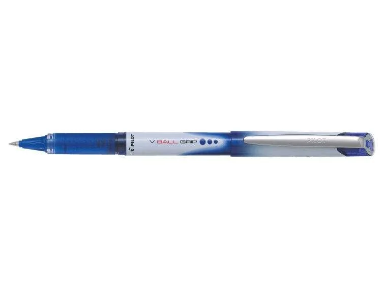 Pilot Boligrafo de Tinta Liquida V Ball Grip 07 - Punta de Bola Conica 0.7mm - Trazo 0.5mm - Grip de Goma - Color Azul · Pack de 12 uds.