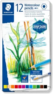 Staedtler 14610C Caja Metalica con 12 Lapices de Colores Acuarelables - Resistentes a la Rotura - Colores Surtidos