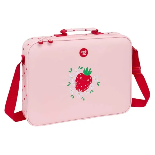 Safta Glowlab Frutitas Maletin con Cremallera - Bandolera Ajustable - Asa Forrada - Doble Tirador - Fondo Semirigido - 6L - 380x60x280mm - Color Rosa