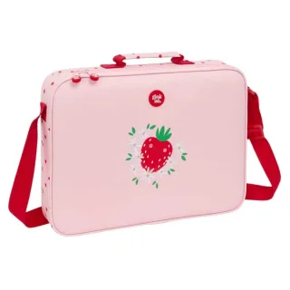 Safta Glowlab Frutitas Maletin con Cremallera - Bandolera Ajustable - Asa Forrada - Doble Tirador - Fondo Semirigido - 6L - 380x60x280mm - Color Rosa