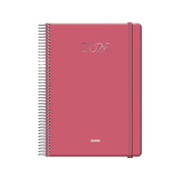 Dohe Denver Agenda Anual - Dia Pagina - Sabado y Domingo misma Pagina - Cierre con Goma Elastica - Tamaño 15x21cm - Color Rosa