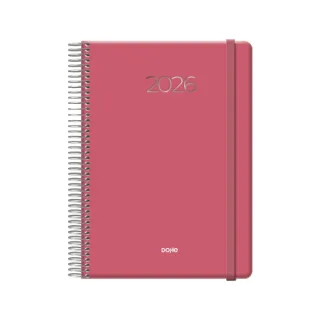 Dohe Denver Agenda Anual - Dia Pagina - Sabado y Domingo misma Pagina - Cierre con Goma Elastica - Tamaño 15x21cm - Color Rosa