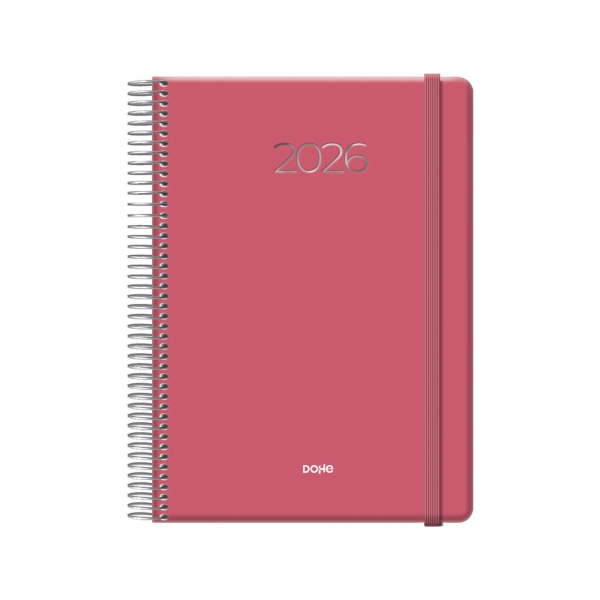 Dohe Denver Agenda Anual - Dia Pagina - Sabado y Domingo misma Pagina - Cierre con Goma Elastica - Tamaño 15x21cm - Color Rosa