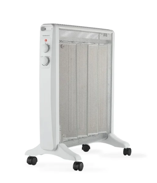 Daewoo DW9508 Radiador de Mica - Potencia 2000W - Termostato Regulable - 2 Niveles de Potencia - Ruedas - Asa de Transporte