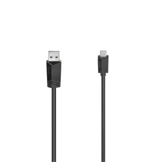 Hama Essential Cable USB - USB-A Macho - USB-C Macho - Longitud 3m- Velocidad hasta 480Mbps - Blindaje Doble - Color Negro