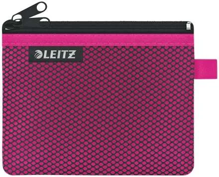 Leitz WOW Bolsa Porta-Todo Pequeña 2 Compartimentos - Tamaño 105x6x140mm - Lavable y Duradera - Cierre de Cremallera - Color Fucsia