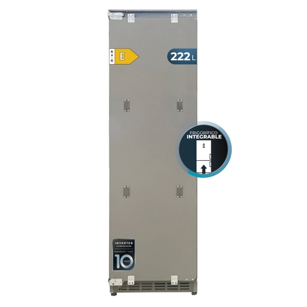 Cecotec Bolero CoolMarket UF BI-D 222 GREY E Congelador Integrable - Capacidad 222L - 1 Puerta - Temperatura Regulable - Fast Freezing - Modo Vacaciones - Total Nofrost - 187x55.9cm - Color