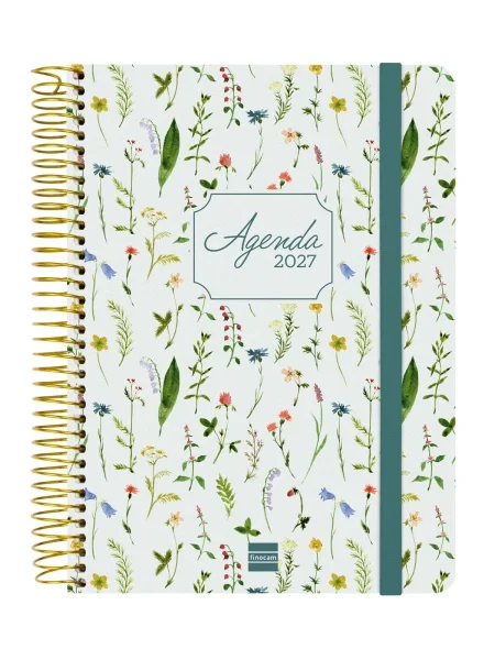 Finocam Cloe Agenda de Espiral - 16 Meses - Semana Vista Horizontal - Formato E10 - 155x212mm - Tapa Dura - Papel de 100g/m2 - Cierre con Goma Elastica - Adhesivos Tematicos - Multicolor