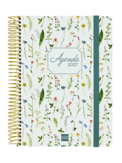 Finocam Cloe Agenda de Espiral - 16 Meses - Semana Vista Horizontal - Formato E10 - 155x212mm - Tapa Dura - Papel de 100g/m2 - Cierre con Goma Elastica - Adhesivos Tematicos - Multicolor
