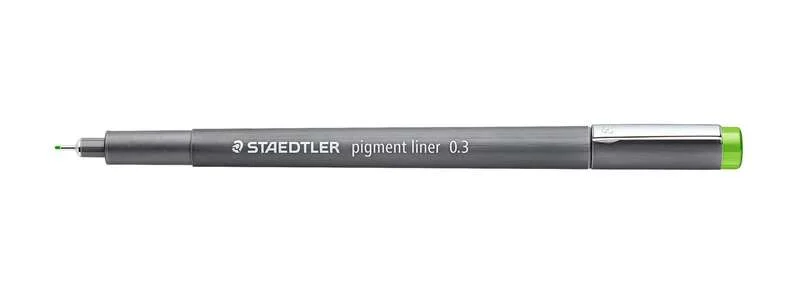 Staedtler Pigment Liner 308 Rotulador Calibrado - Trazo 0.3mm - Secado Rapido - Color Verde Claro · Pack de 10 uds.