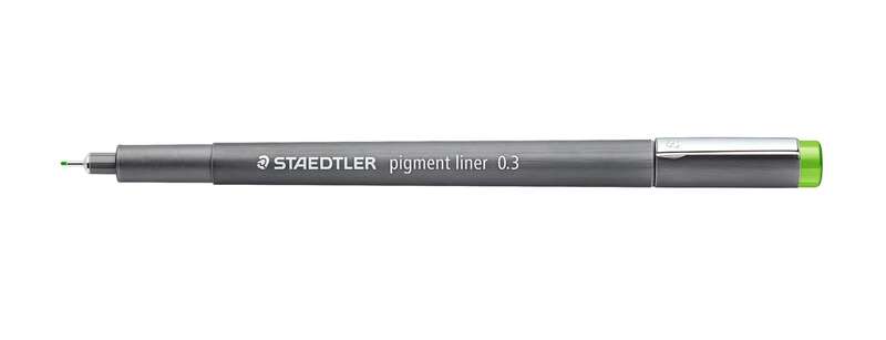 Staedtler Pigment Liner 308 Rotulador Calibrado - Trazo 0.3mm - Secado Rapido - Color Verde Claro · Pack de 10 uds.