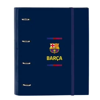 Safta F.C.Barcelona 1ª Equipacion 26/27 Carpeta de 4 Anillas de 35mm - Recambio de 100 Hojas A4 - Cuadricula de 5x5mm - 80g/m2 - Separadores Internos - Goma Elastica - 27x32x3.5cm - Color Az