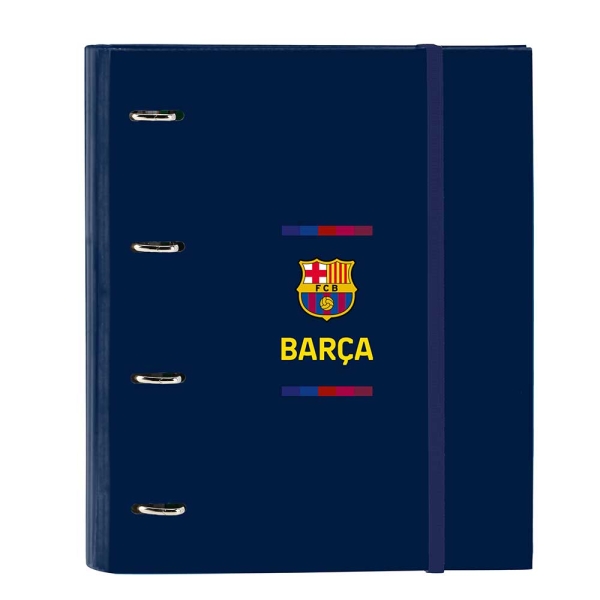 Safta F.C.Barcelona 1ª Equipacion 26/27 Carpeta de 4 Anillas de 35mm - Recambio de 100 Hojas A4 - Cuadricula de 5x5mm - 80g/m2 - Separadores Internos - Goma Elastica - 27x32x3.5cm - Color Azul Marino
