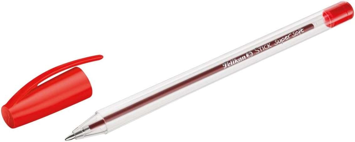 Pelikan Stick Super Soft Boligrafo Trazo 1mm - Tinta Super Fluida - Empuñadura Triangular - Color Rojo · Pack de 50 uds.