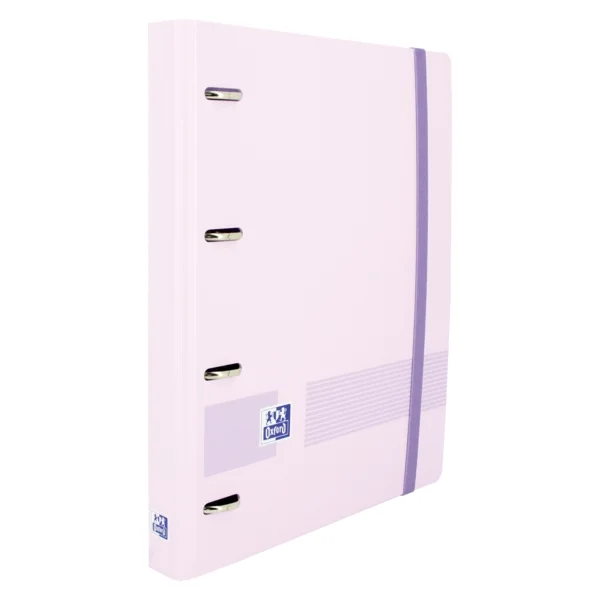 Oxford Live & Go A4+ Polyfoam Europeanbinder - Lomo de 45mm - Anillas de 4Dx35mm - Recambio 5x5 - Color Malva Pastel · Pack de 4 uds.