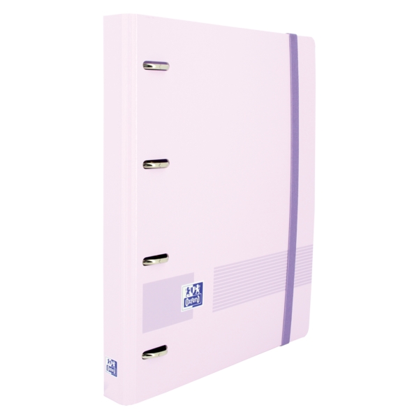 Oxford Live & Go A4+ Polyfoam Europeanbinder - Lomo de 45mm - Anillas de 4Dx35mm - Recambio 5x5 - Color Malva Pastel · Pack de 4 uds.