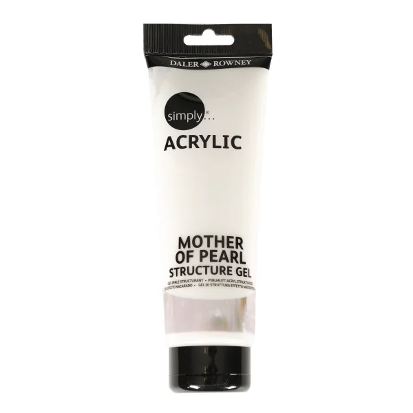 Daler Rowney Simply Mother Of Pearl Gel Acrilico - Efecto Nacarado -Tubo de Plastico - 250ml - Color Blanco