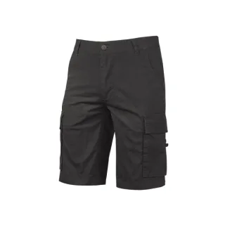 Upower Summer Bermuda Cargo Algodon Elastico - Talla 2XL - Ajuste Slim-Fit, Bolsillo Trasero con Velcro, Botones Laterales Multifuncionales, Triple Costura, Proteccion DPI1 - Color Negro Car