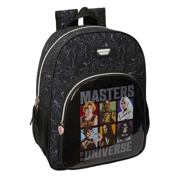 Safta Masters of the Universe Mochila - Adaptable a Carro - Bolsillo Frontal - Portabotellas - Cremallera con Doble Tirador - Asa de Mano - Espalda Acolchada - 33x42x14cm - Color Gris y Negro