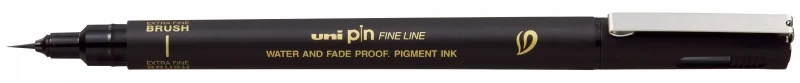 Uni-ball Uni Pin 500 Rotulador Calibrado Brush Extra Fino - Punta Poliacetal - Tinta Pigmentada Resistente al Agua y Luz - Color Negro · Pack de 12 uds.