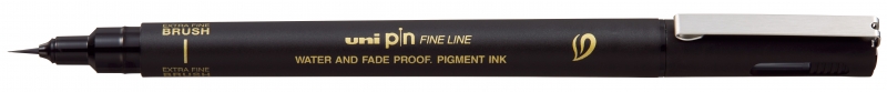Uni-ball Uni Pin 500 Rotulador Calibrado Brush Extra Fino - Punta Poliacetal - Tinta Pigmentada Resistente al Agua y Luz - Color Negro · Pack de 12 uds.