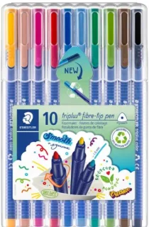 Staedtler Triplus Color 323 Pack de 10 Rotuladores de Punta Fina - Trazo de 1mm Aprox - Tinta Base de Agua - Colores Surtidos