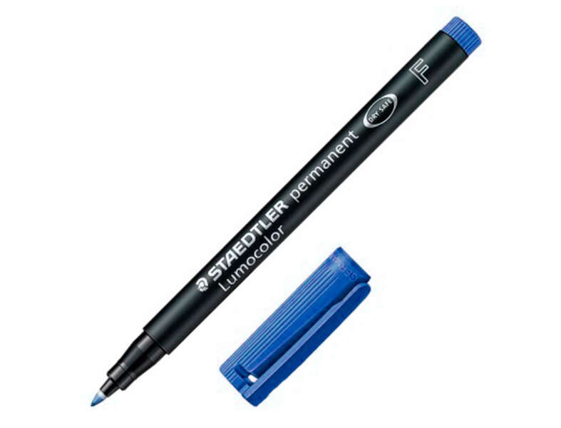 Staedtler Lumocolor 318 Rotulador Permanente - Punta Fina Redonda - Trazo 0.6mm - Capuchon con Clip - Secado Rapido - Color Azul · Pack de 10 uds.
