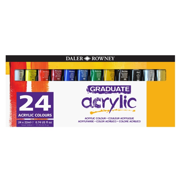 Daler Rowney Graduate Pack de 6 Pinturas Acrilicas - 22ml - Colores Surtidos