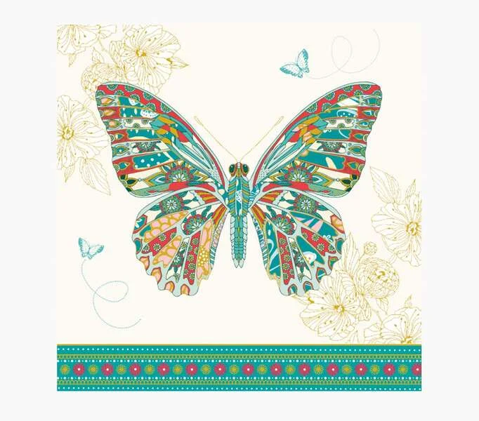 Pictura Tarjeta Arabesque - 16x16cm - Tematica Mariposa - Tarjeta Triptica sin Envoltorio - Incluido Sobre Blanco - Papel con Certificacion FSC