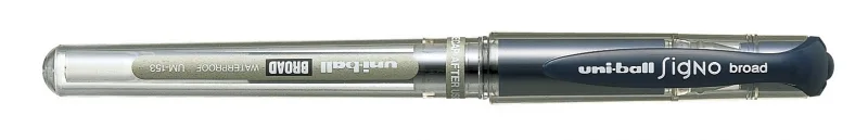 Uni-ball Signo Broad UM-153 Roller de Tinta Gel - Punta de Bola 1mm - Trazo Estilografico - Sujecion de Caucho - Color Azul Oscuro · Pack de 12 uds.