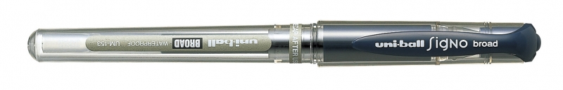 Uni-ball Signo Broad UM-153 Roller de Tinta Gel - Punta de Bola 1mm - Trazo Estilografico - Sujecion de Caucho - Color Azul Oscuro · Pack de 12 uds.