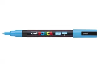 Posca PC-3M Marcador de Pintura - Punta de Poliester Conica 0.9-1.3mm - Tinta Base al Agua - Resistente a la Luz - Color Azul Claro · Pack de 6 uds.