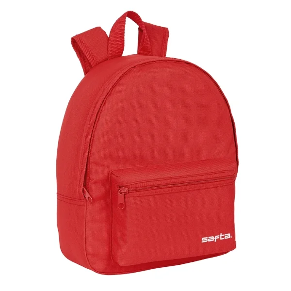 Safta Mini Mochila - Bolsillo Frontal - Cremallera - Hombreras Ajustables - Asa Superior Comoda - Compacta y Ligera - Ideal para Uso Diario - 270x100x320mm - Color Rojo