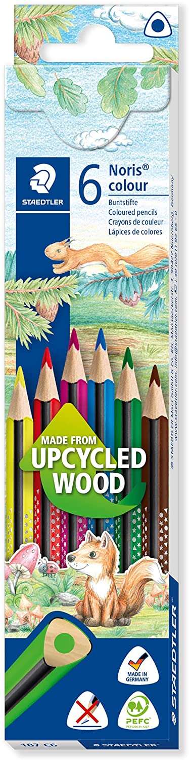 Staedtler Noris Colour 187 Pack de 6 Lapices Triangulares de Colores - Resistencia a la Rotura - Colores Surtidos