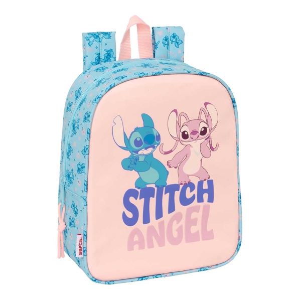 Safta Stitch Ohana Mochila Guarderia - Adaptable a Carro - Cremallera - Tarjeta de Identificacion - Asa de Mano - 6L - 220x100x270mm - Color Azul Claro