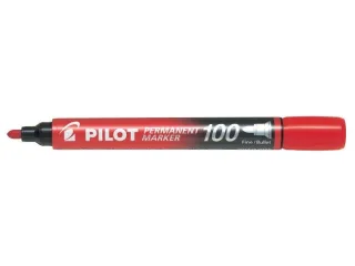 Pilot Rotulador Permanente 100 - Punta de Bala 4,5mm - Trazo 1mm - Color Rojo · Pack de 12 uds.