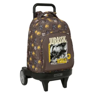 Safta Jurassic World Mochila con Carro - Extraible - Bolsillo Frontal - Ruedas Antivibracion - Asa Acolchada - Sistema de Bloqueo - 330x220x450mm - Color Marron